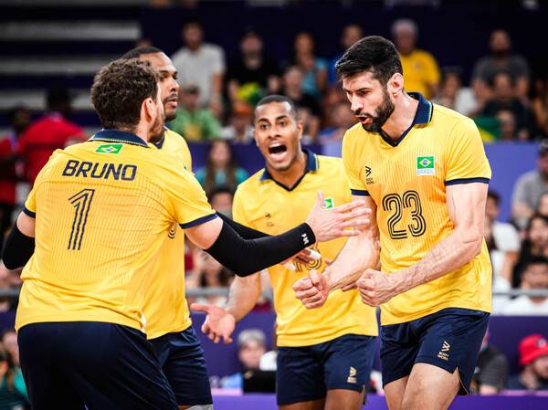2024 파리올림픽 남자부 8강전에서 브라질 선수들 모습.(사진출처=FIVB)