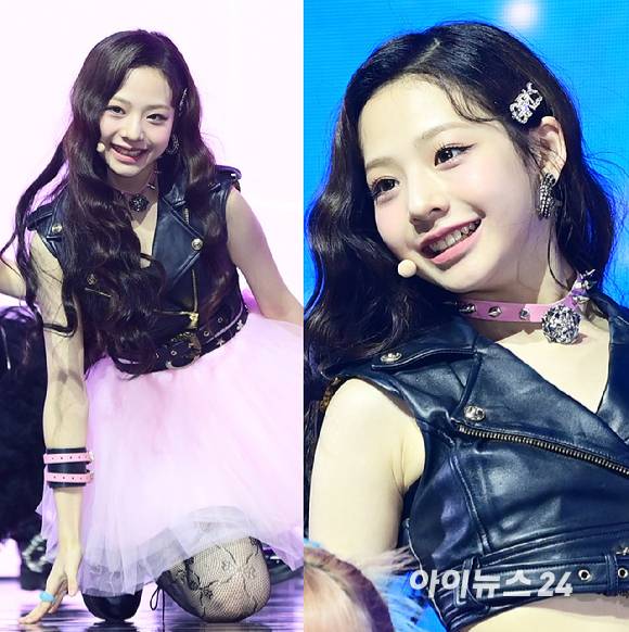 '갓기 요정' 그룹 유니스(UNIS) 임서원이 6일 오후 서울 광진구 예스24 라이브홀에서 열린 첫 싱글앨범 '큐리어스'(CURIOUS) 쇼케이스에 참석해 멋진 무대를 선보이고 있다. [사진=정소희 기자]