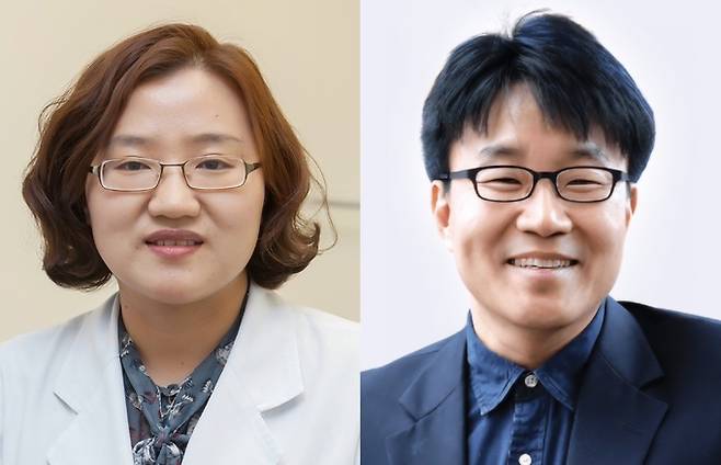 서울아산병원 종양내과 박숙련 교수(왼쪽)와 광주과학기술원 의생명공학과 박한수 교수