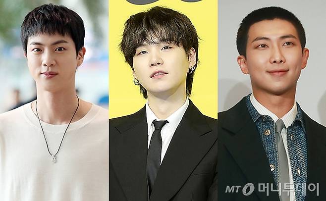 그룹 방탄소년단(BTS) 진, 슈가, RM /사진=머니투데이 DB
