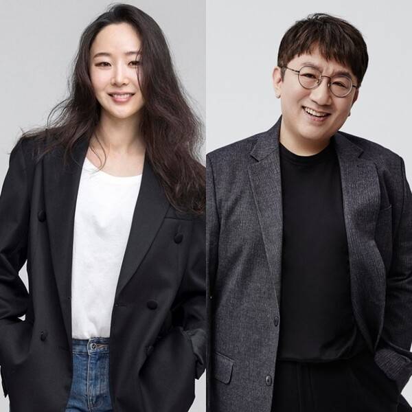 민희진 대표(왼쪽) 방시혁 의장.&nbsp;