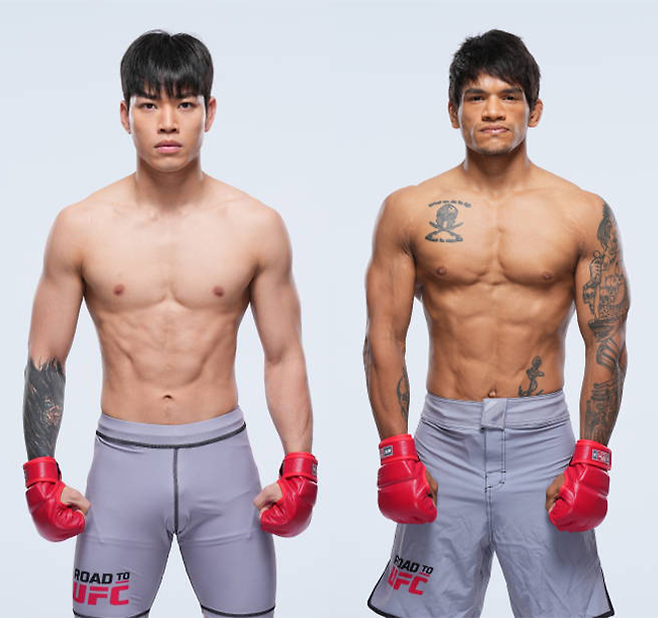 더블지 챔피언 최동훈(왼쪽), Matrix Fight Night 챔피언 앙가드 비슈트 Road to UFC 시즌3 플라이급 토너먼트 준준결승 프로필. 사진=TKO