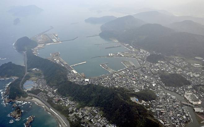 지진 발생한 일본 미야자키현 해안. 교도=연합뉴스