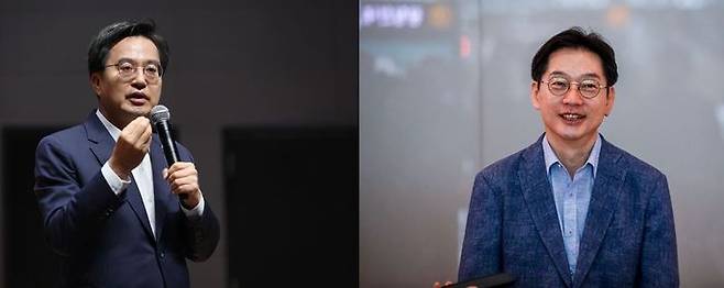 김동연 경기도지사(왼쪽)와 김경수 전 경남도지사 ⓒ뉴시스