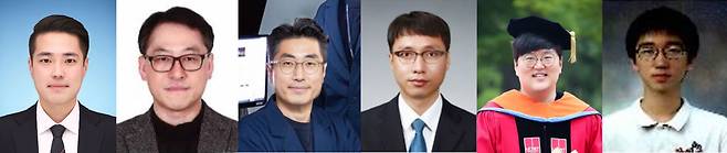 김현탁(왼쪽부터) 한국화학연구원 박사, 권태혁 울산과학기술원 교수, 강석주 교수, 이근식 교수, 박재현 박사, 문진홍 석박사통합과정. [한국화학연구원 제공]