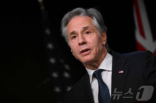 토니 블링컨 미국 국무 장관이 6일(현지시간) 매릴랜드주 아나폴리스의 해군 사관학교에서 열린 미국·호주 외교·국방 장관 2+2 회담을 마친 뒤 기자회견을 갖고 “가자 휴전은 하마스 새 최고 지도자인 야흐야 신와르에 달려 있다”고 밝히고 있다. 2024.08.07 ⓒ AFP=뉴스1 ⓒ News1 우동명 기자