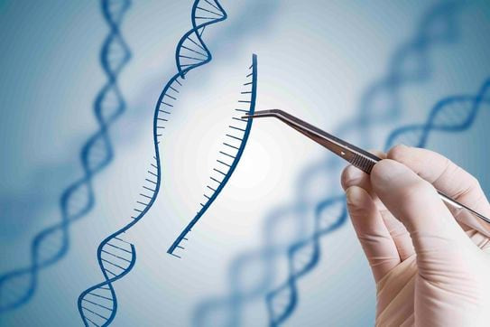 혁신 기술로 각광받는 3세대 유전자 가위 기술인 크리스퍼(CRISPR) 유전자 가위의 상상 이미지./머크