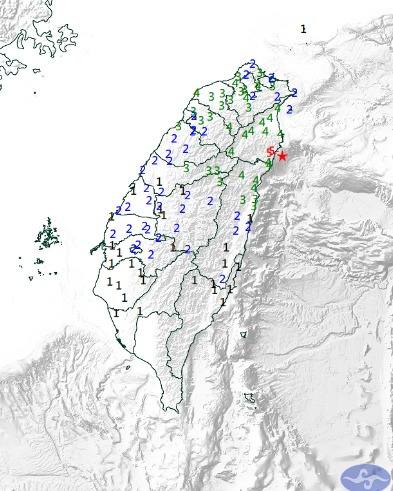 대만 동부 해역에서 15일 규모 5.7의 지진이 발생했다. 사진은 대만 중앙기상서 자료를 갈무리한 것으로 별 표시가 이번 지진의 진앙이다. 2024.08.15.