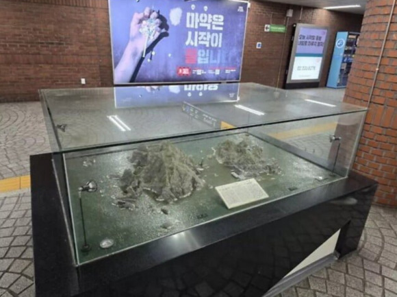 Dokdo model installed at a subway station. (online community)