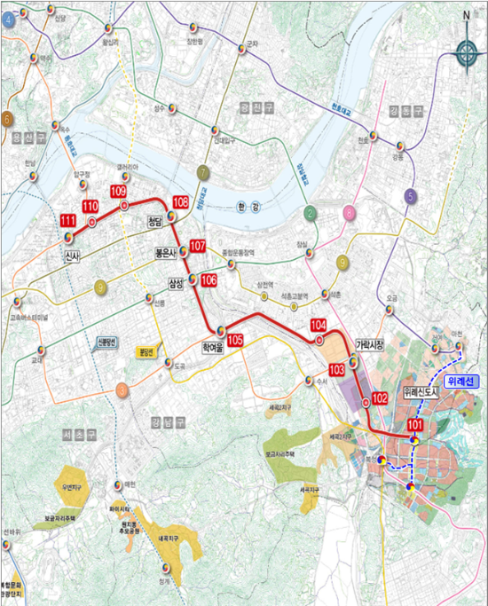 위례신사선 노선도. (서울시 제공)