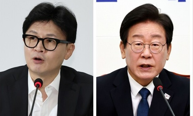 한동훈 국민의힘 대표와 이재명 더불어민주당 대표. 연합뉴스, 한겨레 자료사진