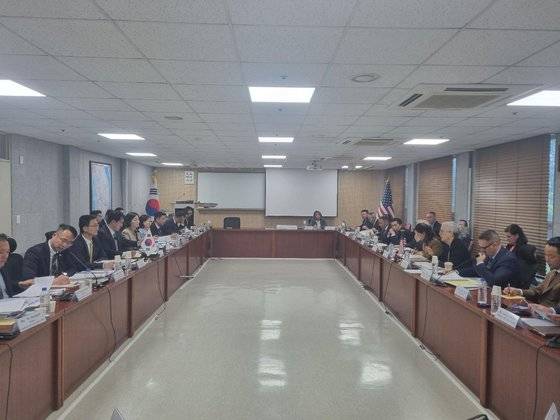 지난달 10일 오전 서울 용산구 국방대학교 서울캠퍼스에서 제12차 한미 방위비분담금특별협정(SMA) 체결을 위한 5차 회의가 열리는 모습. 외교부.