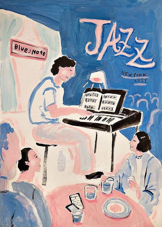 [대구=뉴시스] 희다가든, City jazz bar, 종이에 아크릴, 39.5x27㎝. (사진 = 대구 신세계갤러리 제공) 2024.08.20. photo@newsis.com *재판매 및 DB 금지