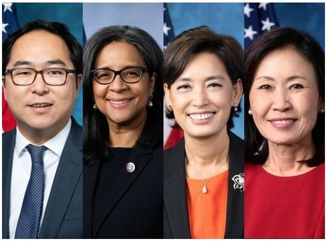 Pictures of Korean American politicians who gained victory in 2021. (From left) Andy Kim, Congressman, New Jersey 3rd Congressional District, Marilyn Strickland, Congresswoman, Washington 10th Congressional District, Young Kim, Congresswoman, California 39th Congressional District, and Michelle Park Steel, Congresswoman, California 48th Congressional District. (Official congressional photo)