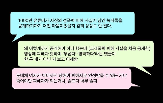 구체적으로 피해 사실을 공개한 쯔양의 영상에 달린 댓글들