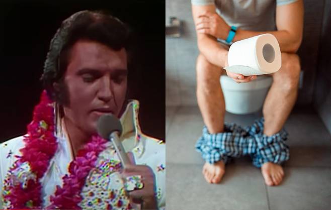 엘비스 프레슬리의 공식 사망원인은 심장마비였다. 하지만 주치의는 '만성변비'가 사인이라고 주장했다. 부검 결과 장에서 4개월 묵은 '숙변'이 발견됐다. 어쨌든 만성변비가 그의 죽음에 영향을 미친 것으로 분석된다. 골치아픈 이 병을 치료하는 데 신경을 써야할 것 같다. [사진 왼쪽=엘비스프레슬리 공식 유튜브 / 오른쪽=게티이미지뱅크]