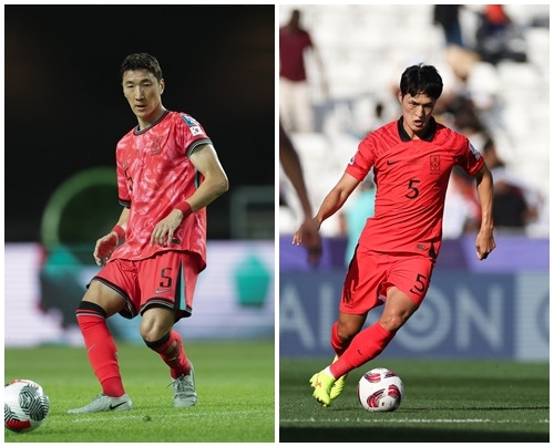 축구대표팀 미드필더 정우영(왼쪽)과 박용우. 사진 | 대한축구협회