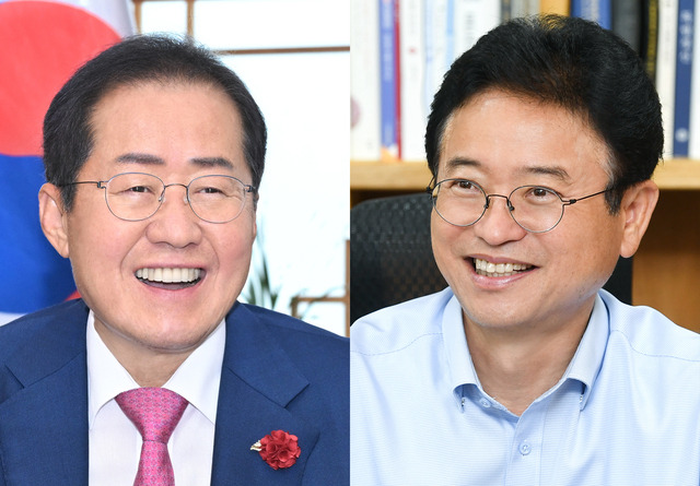 홍준표 대구시장(왼쪽)과 이철우 경북지사. 대구시, 경북도 제공