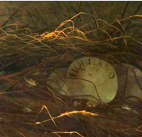 ‘위협받는 백조’ 그림 오른쪽 하단 알에는 ‘홀랜드’(Holland)라는 글자가 새겨져 있다.