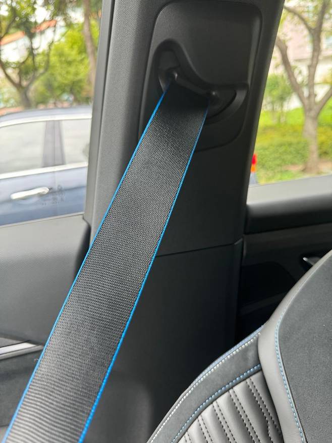 알핀 디자인이 적용된 안전벨트 ⓒ데일리안 편은지 기자