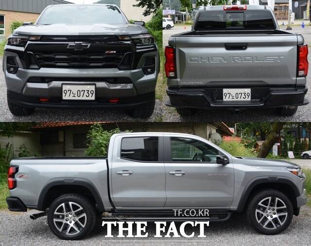 '올 뉴 콜로라도'의 정면, 후면, 측면 모습. /김태환 기자