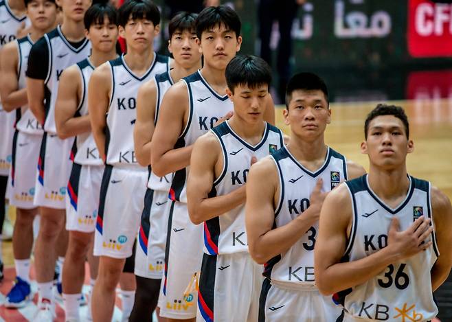 요르단 암만에서 열리고 있는 2024 FIBA U-18 아시아컵에 출전 중인 한국 U-18 농구 대표팀. 사진=FIBA