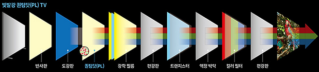 LCD 패널과 백라이트를 사용하는 QLED TV 원리. 〈자료 삼성디스플레이 뉴스룸〉