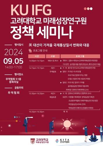 고려대 미래성장연구원 정책세미나 '미 대선이 가져올 국제통상질서 변화와 대응' [고려대 미래성장연구원 제공. 재판매 및 DB 금지]