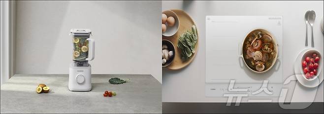 쿠쿠전자의 '몬스터 블렌더 라이트 핏'(왼쪽) 제품과 '셰프스틱 프리존 인덕션 레인지' 제품.(쿠쿠전자 제공)