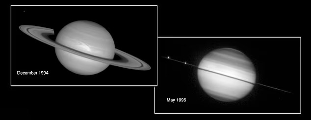 1994년과 1995년 토성 사진 비교. 사진=미 항공우주국(NASA)