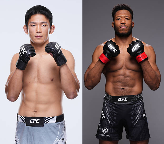 UFC 라이트헤비급 비공식 28위 정다운(왼쪽), 24위 우마르 시. 정다운은 18위가 커리어 하이다. 우마르 시는 종합격투기 데뷔 10연승의 무패 파이터다. 사진=TKO