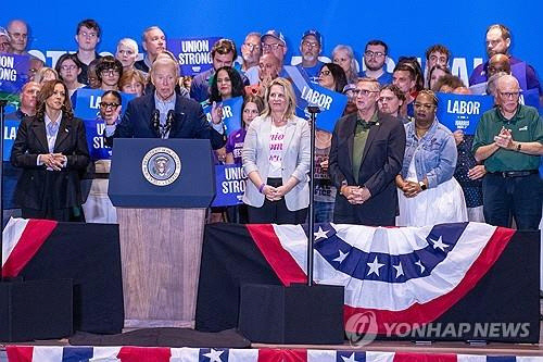 피츠버그서 발언하는 조 바이든 미국 대통령. [연합뉴스]