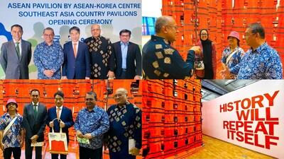 "Project Temporary Marking" by Malaysian artist Zulkefli Jais, featured at the 15th Gwangju Biennale. Honored by the presence of distinguished guests, Datuk Wira Roslan Tan Sri Abdul Rahman, Secretary-General of Ministry of Tourism, Arts and Culture Malaysia (MOTAC); H.E. Datuk Mohd Zamruni Khalid, Ambassador of Malaysia to the Republic of Korea; Amerrudin Ahmad, Director-General of the National Art Gallery Malaysia; and Lee Kanghyun, President of ACC.