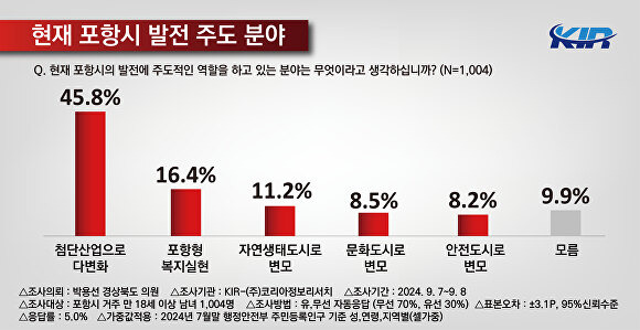 현재 포항시 발전 주도 분야 현황. [사진=박용선 경북도의원]