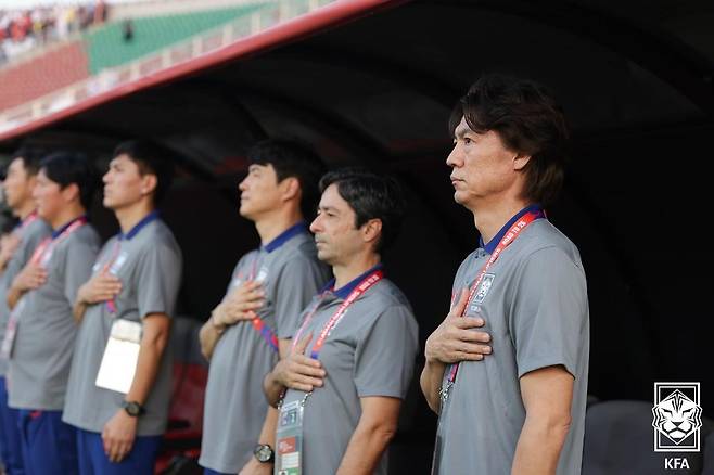 홍명보 축구 국가대표팀 감독(오른쪽). (대한축구협회 제공)