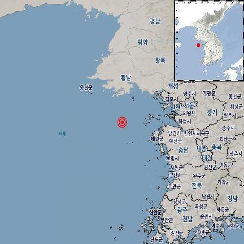 11일 오전 2시 24분 34초 충남 태안군 서격렬비도 북쪽 56km 해역에서 규모 2.7의 지진이 발생했다. 기상청 제공