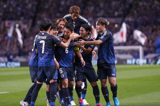 월드컵 예선 2경기에서 12골을 몰아넣은 일본 축구. 신화=연합뉴스