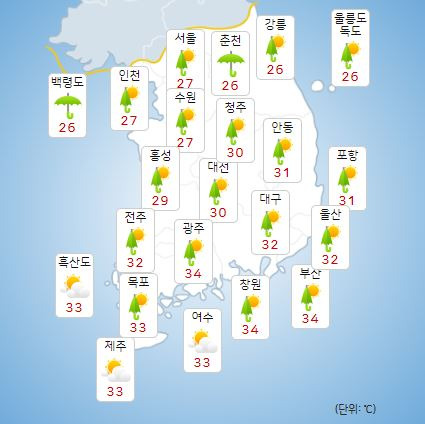 ⓒ기상청: 오늘(12일) 전국날씨