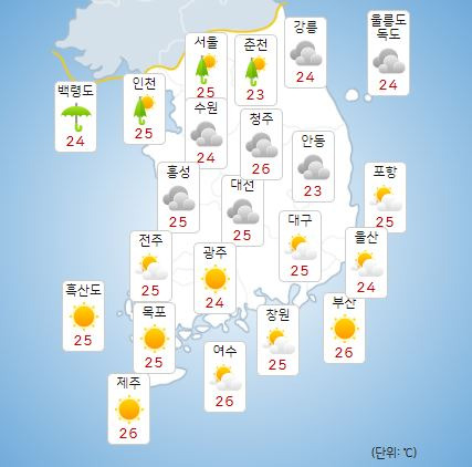 ⓒ기상청: 내일(13일) 오전 전국날씨