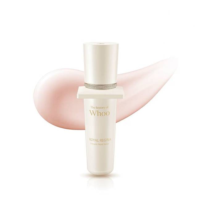 더후 로얄레지나 에너제틱 리페어 세럼: 항산화, 장벽 강화, 턴 오버 주기 조절 효과. 45mL 리필 8만원, 본품 10만원.