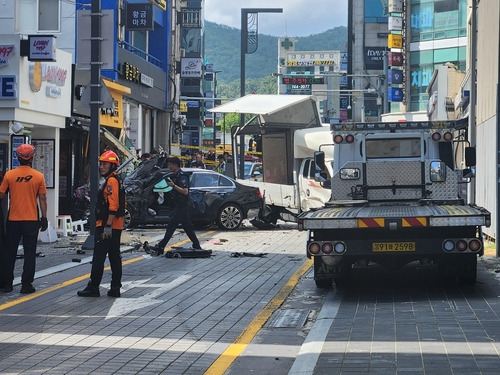 부산 해운대구의 사고 현장 모습. 연합뉴스