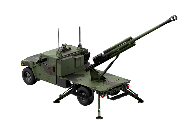 현대위아가 만든 소형전술차량 탑재 경량 105㎜ 자주포. 현대위아 제공