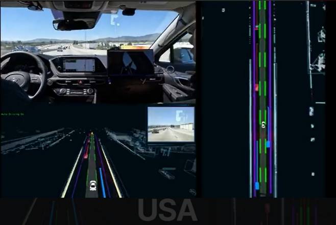 미국 로스앤젤레스(LA)에서 샌프란시스코까지 도로 자율주행을 실험하는 모습/사진=뷰런테크놀로지