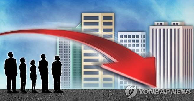 기업 체감 경기지수ㆍBSI 하락(PG) [제작 이태호, 최자윤] 일러스트