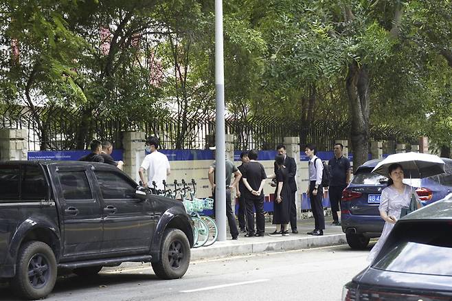 10살의 일본인 초등생이 괴한의 흉기에 찔린 일본인 학교 근처 현장. /교도연합뉴스