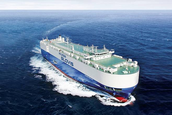 The "Glovis Century," a vehicle carrier launched in 2012 by Hyundai Glovis, in maritime operation (Hyundai Glovis)