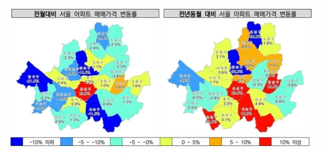 8월 서울 아파트 매매가격 변동률. 한국공인중개사협회 부동산시장동향 보고서 갈무리