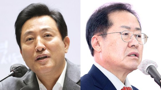 오세훈 서울시장(왼쪽)과 홍준표 대구시장. 중앙포토