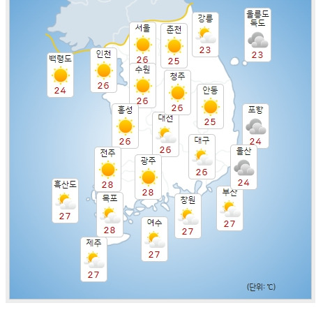 ⓒ기상청: 내일(23일) 오후 전국날씨