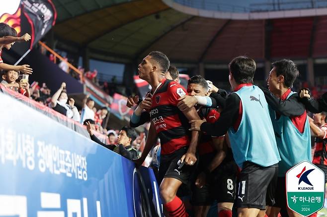 극장골을 넣고 환호하는 포항 조르지 [한국프로축구연맹 제공. 재판매 및 DB 금지]